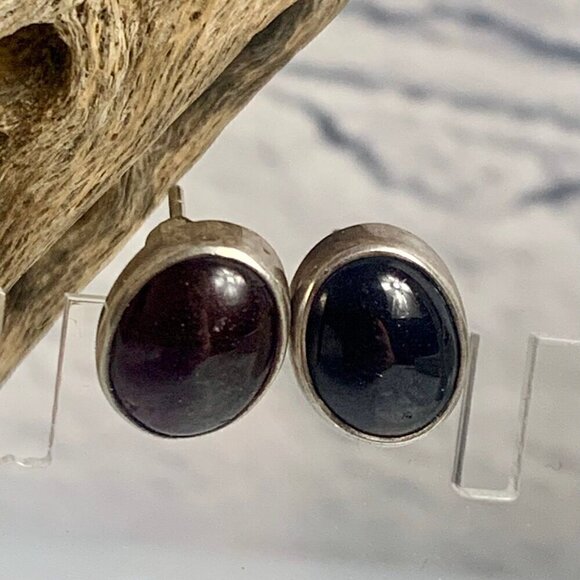 Vintage Carnelian Agate Silver Post Earrings - Picture 1 of 5